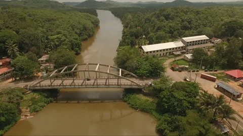 Flying over Iron Bridge Stock Footage 122715577