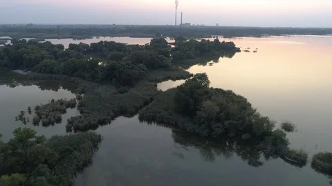 Flying over the island in the evening before sunset. Aerial view Video stock 123200833
