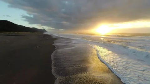 Flying Over Isolated Beach Stock Footage 51888204