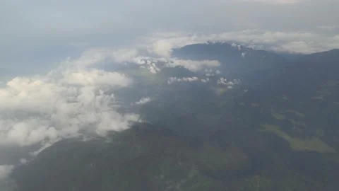 Flying Over Java Island Indonesia Window Seat View Nature Volcano Mount Stock Footage 152215286