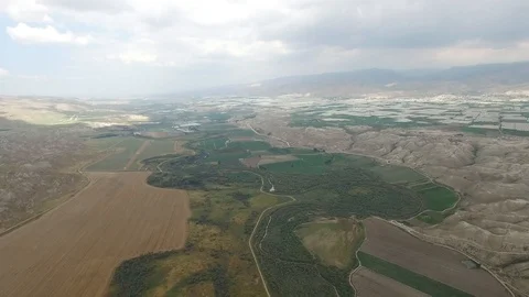Flying over the Jordan River. Border of Israel and Jordan. DJI-0003-07 스톡 동영상 123740974