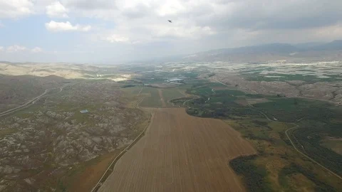Flying over the Jordan River. Border of Israel and Jordan. DJI-0003-06 库存影片 123746593