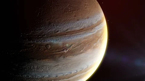 Flying over Jupiter planet. planet Jupiter in the outer space. Jupiter surface Stock Footage
