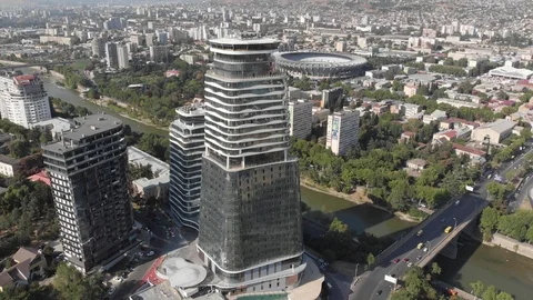 Flying over King David Residences Video stock 119767966