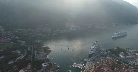 Flying over Kotor, Montenegro part 1 Stock Footage