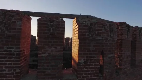 Flying Over the Kremlin Tower  View of the Church at Sunset  Copter Sh Stock Footage 69859092