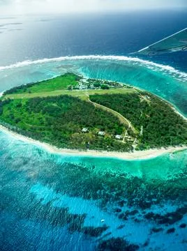 Flying over Lady Elliot Island on the Great Barrier Reef Stock Photos