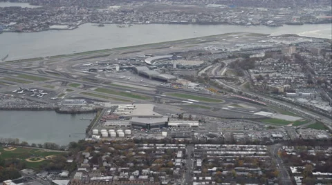 Flying over LaGuardia Airport, New York City. Shot in November 2011. Stock Footage 59172521