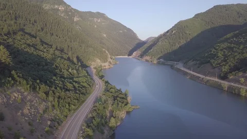 Flying over a lake 8 Video stock 91697924