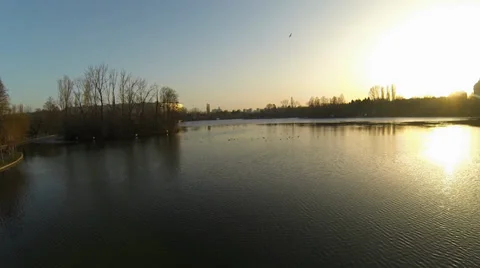 Flying Over A Lake In Bucharest Stock Footage 35415712
