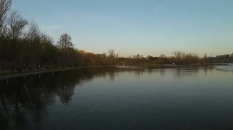 Flying Over A Lake In Bucharest Stock Footage 35416294