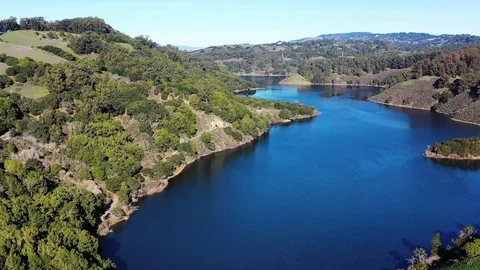 Flying over lake Chabot Stock Footage 124720694