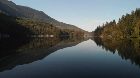 Flying over Lake Crescent in Olympic peninsula Stock Footage 221427986