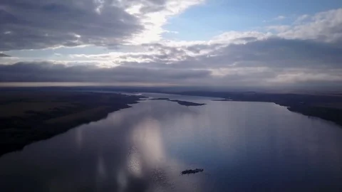 Flying over a lake Stock Footage 77716254