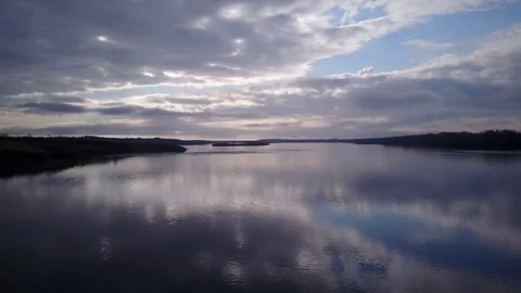 Flying over a lake Stock Footage 77716686
