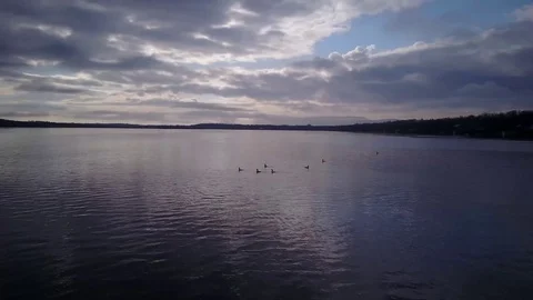Flying over a lake Stock Footage 77716748