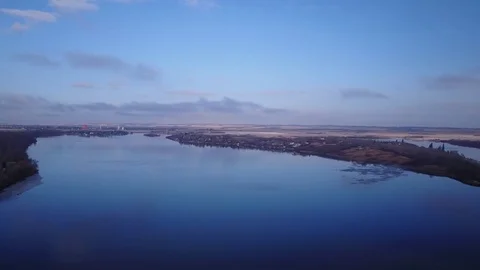 Flying over a lake Stock Footage 77718084