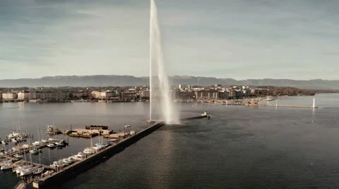 Flying over lake Geneva Stock Footage 45365522