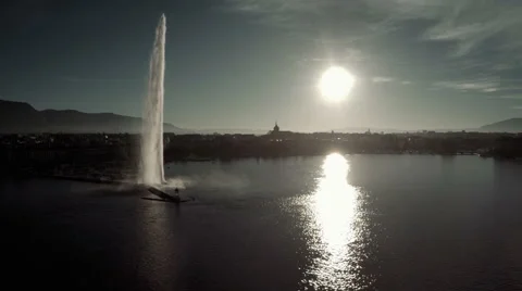 Flying over lake Geneva Stock Footage 45403186