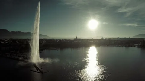 Flying over lake Geneva Stock Footage 45405294