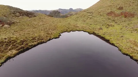 Flying over a lake on the paramo high in the Andes Vídeo Stock 84366378