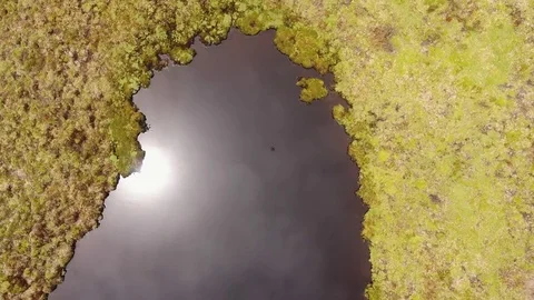 Flying over a lake on the paramo high in the Andes Video stock 84375252