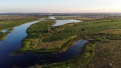 Flying over lakes and forests in Russia Stock Footage 111658740