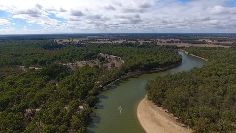 Flying over a large river Stock Footage 106375822
