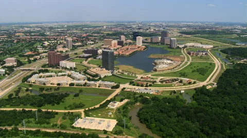 Flying over Las Colinas in Irving, a suburb of Dallas, Texas Stock Footage 59462985