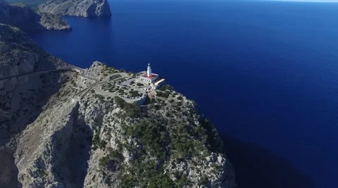 Flying over lighthouse at Cape Formentor. 動画素材 60585931