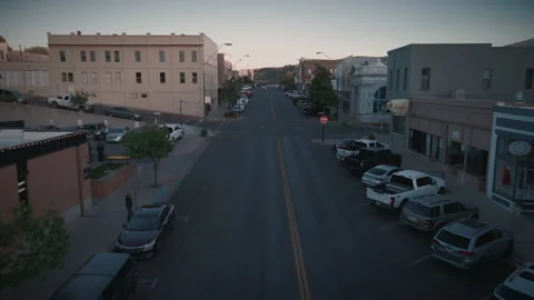 Flying over Main Street in small town, Globe, AZ Stock Footage 201763165