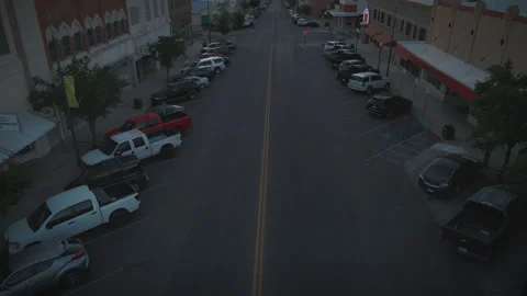 Flying over Main Street in small town, Globe, AZ Stock Footage 201763231