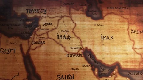 Flying Over Map of Middle East Video stock 74749352