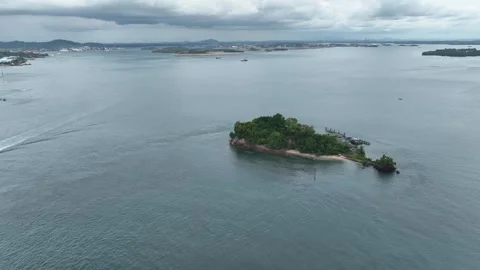 Flying over Mariam Island viewing to Batam City Stock Footage 251254403