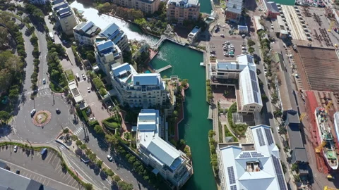 Flying over the marina canals. Stock Footage 169888449