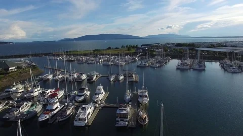 Flying over the marina Stock Footage 71506935