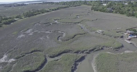 Flying Over Marsh Bay 4K Vídeos de archivo 83864952