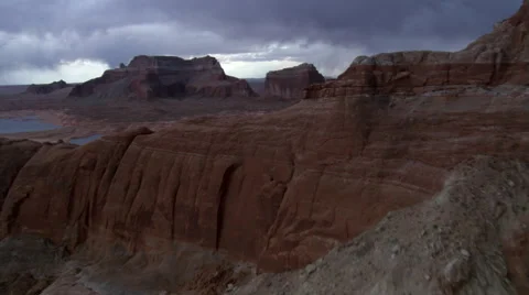 Flying over mesa to view of Lake Powell Stock Footage 59526112
