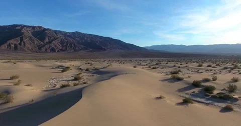 Flying over Mesquite Flat Sand Dunes in Death Valley, CA Stock Footage 72961569