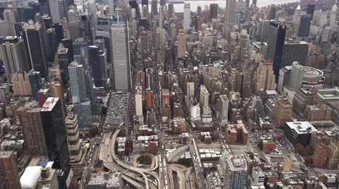 Flying over Midtown Manhattan near New York Times Building. Shot in 2011. Stock Footage 59170344