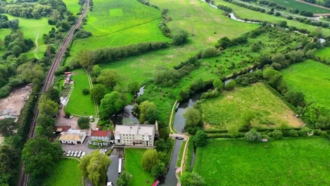 Flying over a mill on river Stort 動画素材 277032730