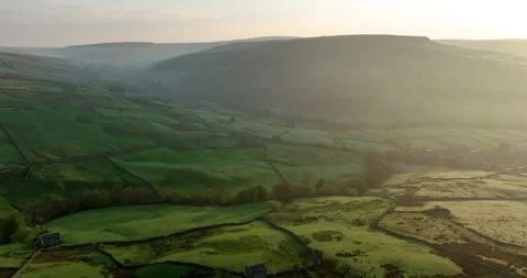 Flying over misty Swaledale Stock Footage 276028997