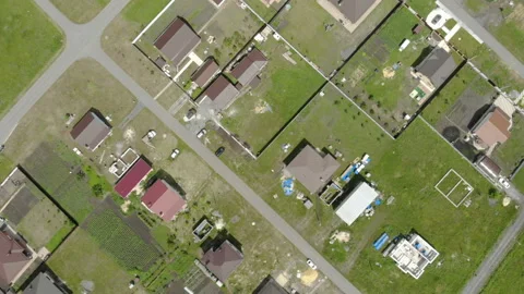 Flying over a modern eco settlement. Houses, buildings, architecture. Stock Footage 116092171