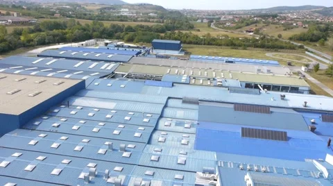 Flying over the modern factory. Stock Footage 46813306