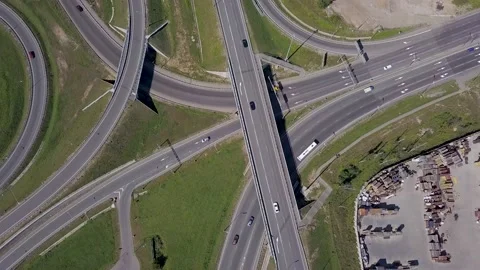 Flying over modern highway junction Vídeo Stock 146083260