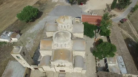 Flying over Monastery &amp; Mausoleum of St. Barnabas. Cyprus. DJI-0247-09 Stockbeeldmateriaal 137367910