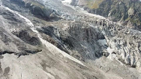 Flying over Monte Rosa glacier during summer time Stock Footage 139921725