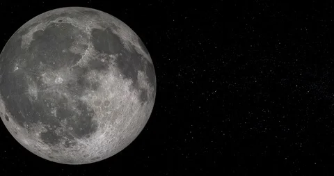 Flying over the Moon surface. View from a spaceship. Close up view. Approaching Stock Footage 100226300