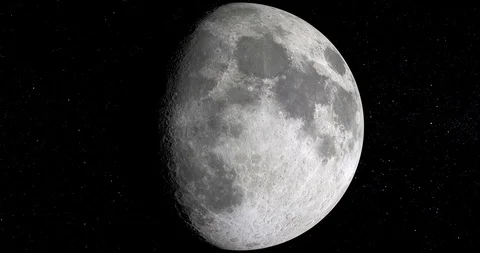 Flying over the Moon surface. View from a spaceship. Close up view in the middle Stock Footage 100226427