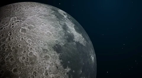 Flying over the moon. very high detailed Moon 4k. close up view of moon surface Stock Footage 96256027